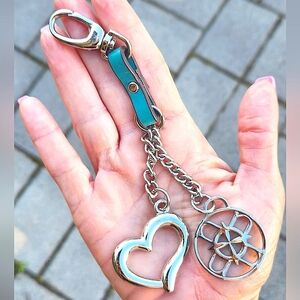 Nordstrom Flower Medallion & Heart w/Leather Purse Charm